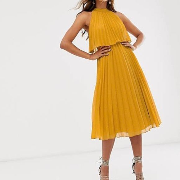 ASOS Dresses & Skirts - NWT ASOS Halter Tie Neck Pleat Midi Dress